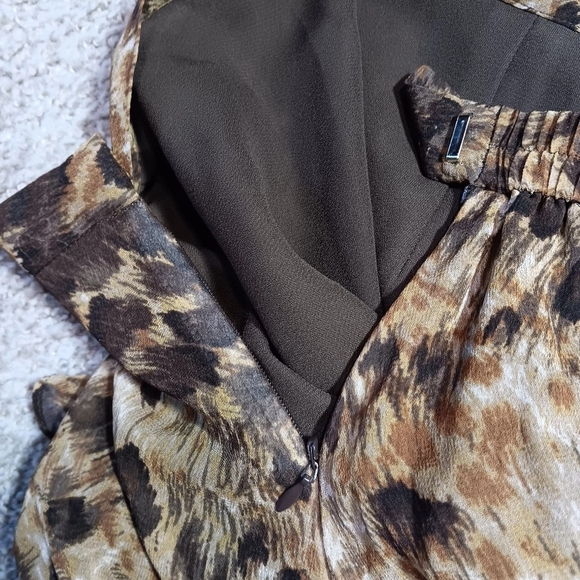 Vintage Leopard Print Skirt Women's 12 100% Silk Tiered Animal Print - Picture 7 of 9